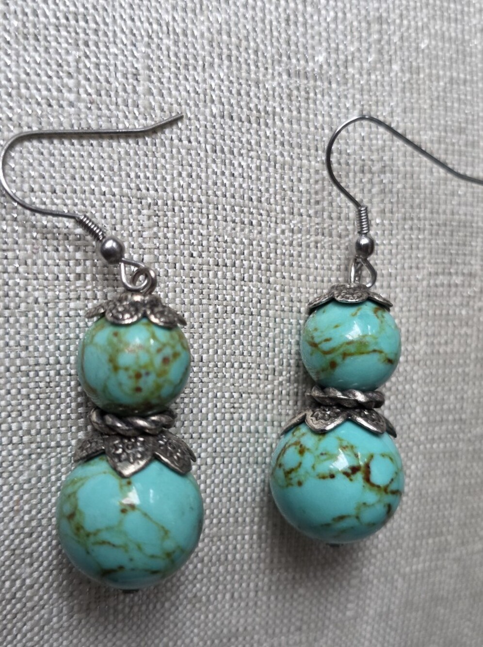 Turquoise Bead Drop Earrings - Women Jewelry - Picture 6 of 6